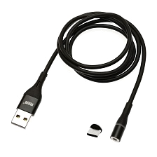 Магнитный зарядный кабель MRM 360t, длина 1 метр, с магнитной насадкой Type-C, цвет черный | Последняя цена