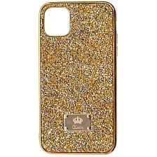Чехол накладка Queen для APPLE iPhone 11, силикон, стразы, цвет золотистый Чехол накладка Queen для APPLE iPhone 11, силикон, стразы, цвет золотистый