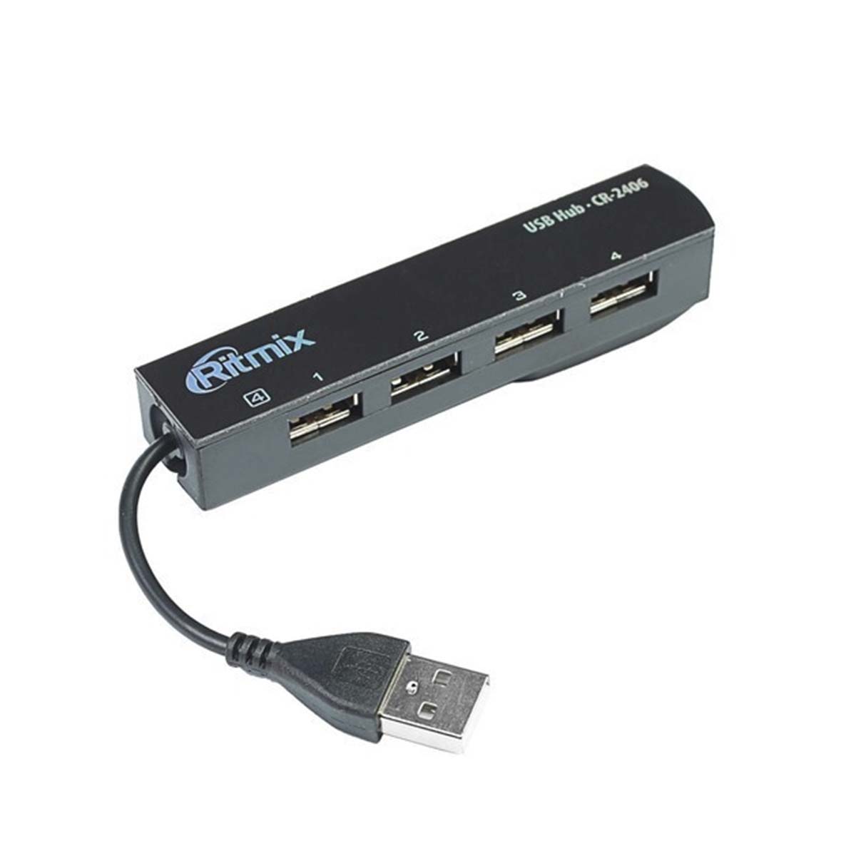 USB разветвитель RITMIX CR-2406, USB 2.0, 4 порта, цвет черный