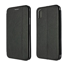 Чехол книжка VINTAGE LiNE для APPLE iPhone X, XS, экокожа, визитница, на магните, цвет черный.
