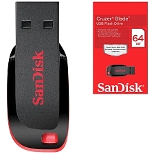 Флешка USB 2.0 64GB SanDisk Cruzer Blade, цвет черный