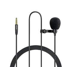 Всенаправленный петличный (на прищепке) микрофон AWEI MK1, длина 3 метра, цвет черный