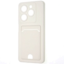 Чехол накладка BUTTON для TECNO Spark 20, TECNO Spark 20C, защита камеры, силикон, отдел для карт, цвет белый