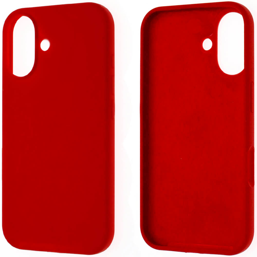 Чехол накладка Silicon Case для APPLE iPhone 16 (6.1"), силикон, бархат, цвет красный