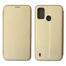 Чехол книжка STYLISH для ITEL A48, экокожа, визитница, цвет золотистый