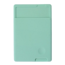 Чехол картхолдер с клеящейся оборотной стороной на смартфон для банковских карт, силикон, цвет светло бирюзовый