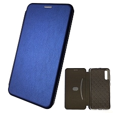Чехол книжка для SAMSUNG Galaxy A70 (SM-A705), A70S (SM-A707), экокожа, визитница, цвет темно синий.