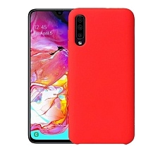 Чехол накладка Silicon Cover для SAMSUNG Galaxy A70 (SM-A705), силикон, бархат, цвет красный
