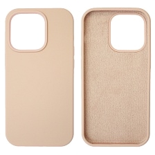 Чехол накладка Silicon Case для APPLE iPhone 14 Pro (6.1"), силикон, бархат, цвет розовый песок