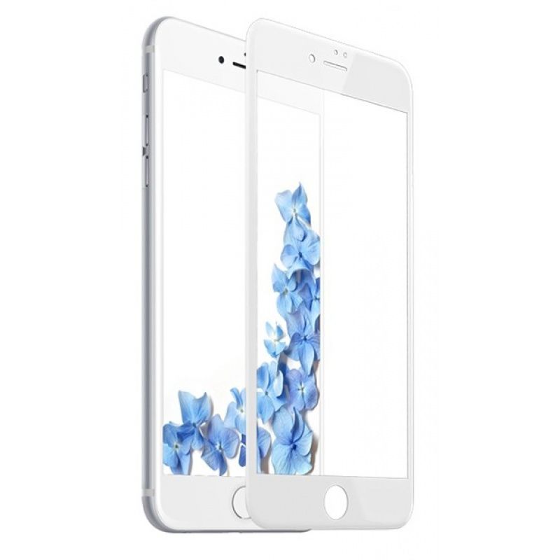 Защитное стекло "5D" GLASS FULL GLUE для APPLE iPhone 6/6S Plus (5.5"), цвет канта белый.