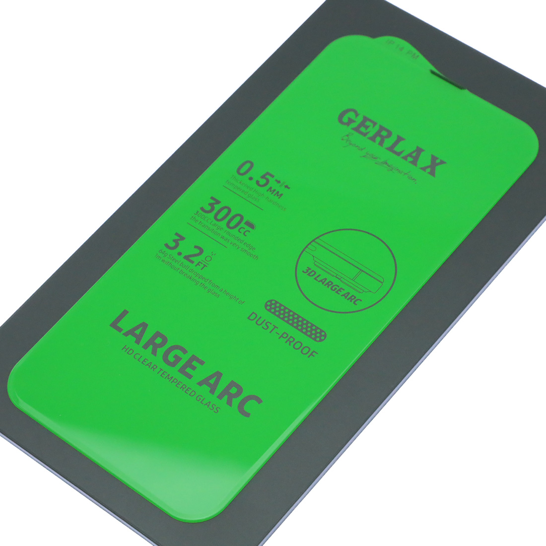 Защитное стекло безрамочное GERLAX 300CC для APPLE iPhone 14 Pro Max, сеточка для динамика, прозрачное