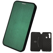 Чехол книжка для XIAOMI Redmi Note 8, экокожа, силикон, визитница, цвет темно зеленый
