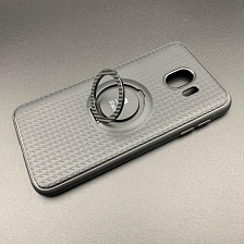 Чехол накладка iFace для SAMSUNG Galaxy J4 2018 (SM-J400), силикон, кольцо держатель, цвет черный.