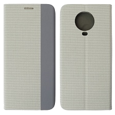 Чехол книжка MESH для Nokia G20, текстиль, силикон, бархат, визитница, цвет серый