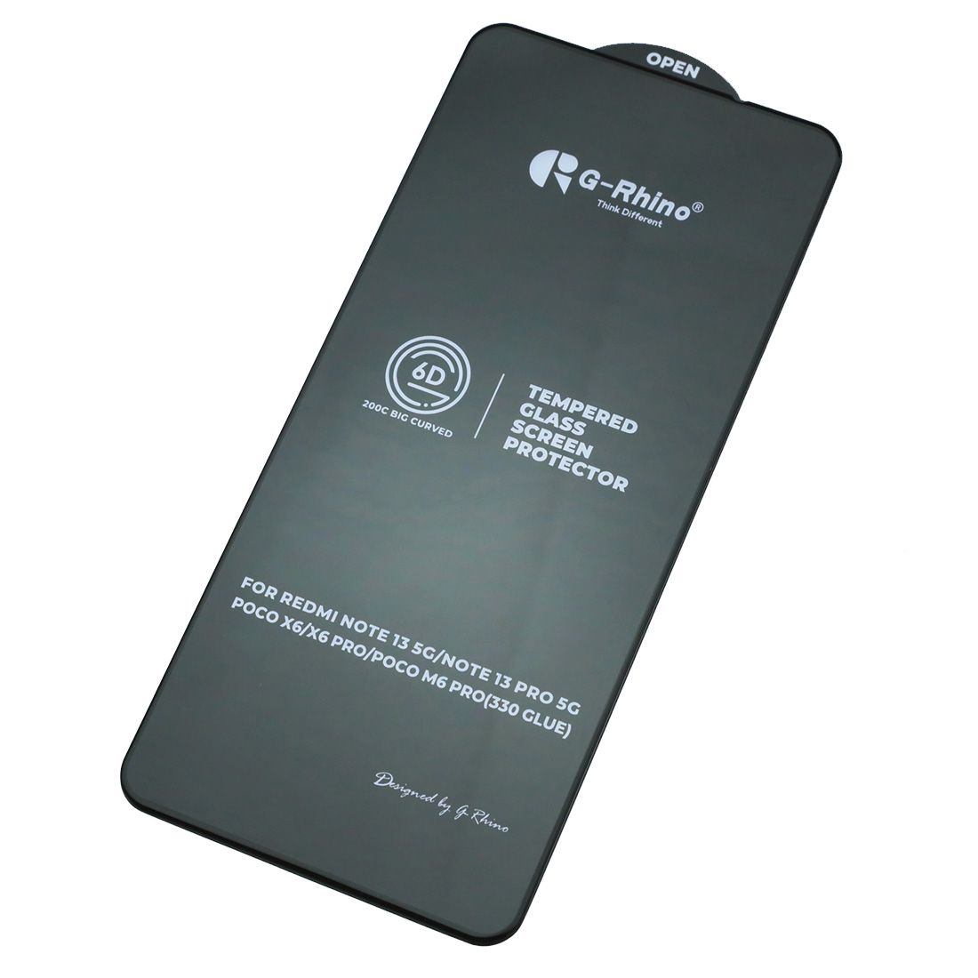 Защитное стекло 6D G-Rhino 200C для XIAOMI Redmi Note 13 5G, Redmi Note 13 Pro 5G, Poco X6, Poco X6 Pro, Poco M6 Pro, цвет окантовки черный (Тип 1)