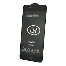 Защитное стекло 9H BRAUFFEN для APPLE iPhone 6, iPhone 6S, цвет окантовки черный