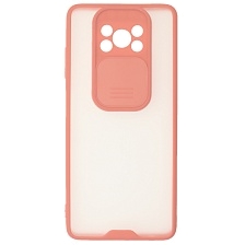 Чехол накладка LIFE TIME для XIAOMI POCO X3, POCO X3 Pro, силикон, пластик, матовый, со шторкой для защиты задней камеры, цвет окантовки розовый