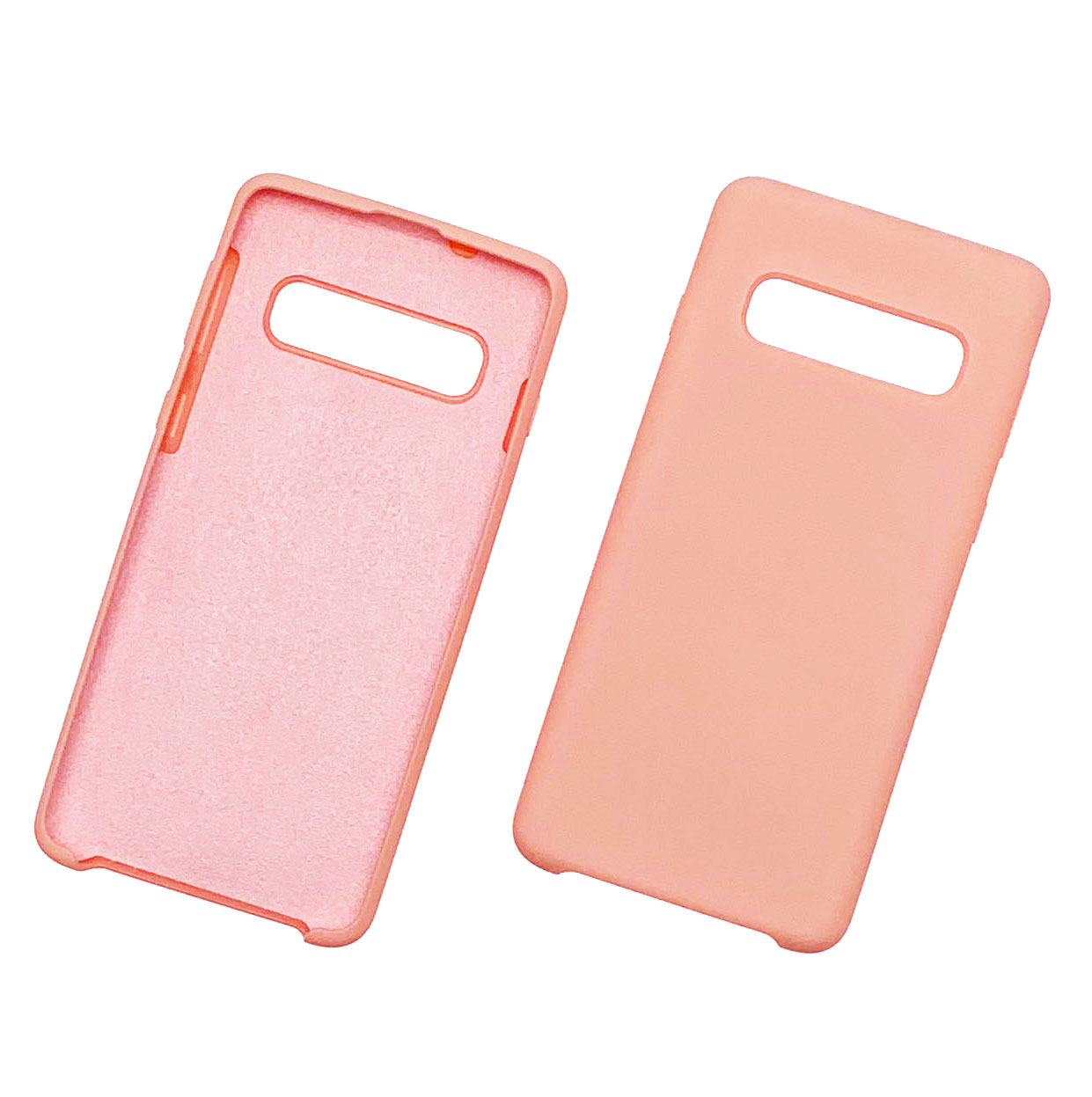 Чехол накладка Silicon Cover для SAMSUNG Galaxy S10 Plus (SM-G975), силикон, бархат, цвет светло розовый.