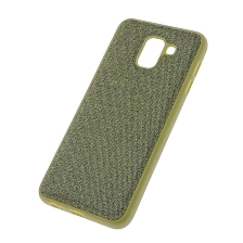 Чехол накладка для SAMSUNG Galaxy J6 2018 (SM-J600), силикон, под джинс, цвет золотистый