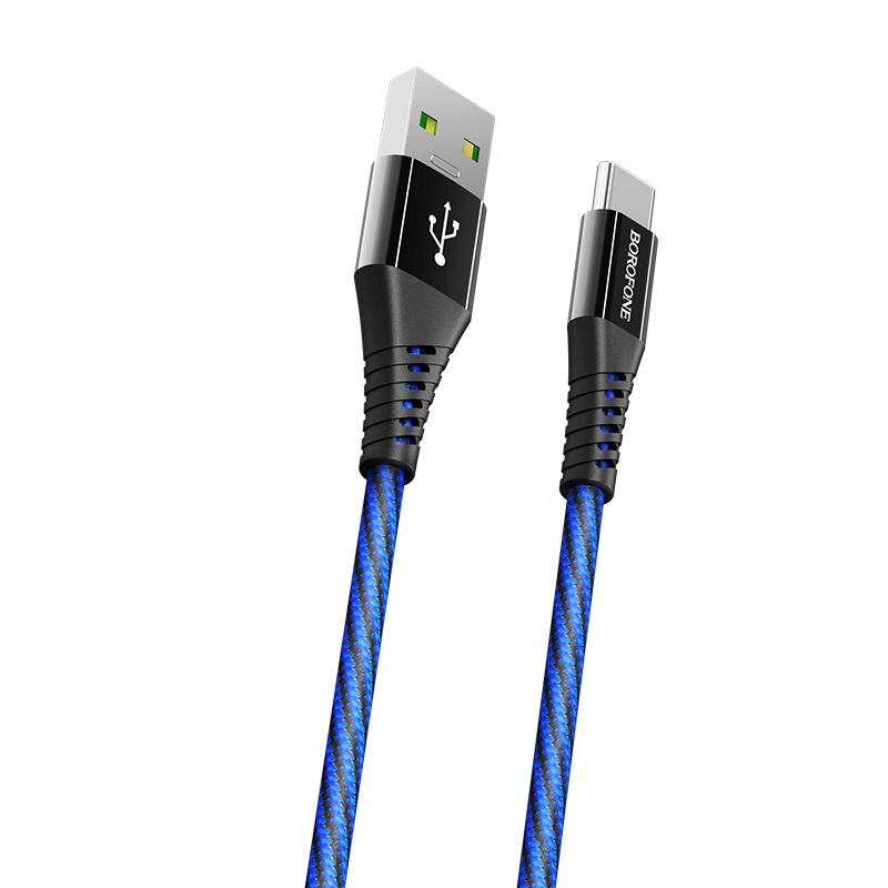 Кабель BOROFONE BU13 Craft Micro USB 7pin (удлиненный micro USB), 4А, длина 1.2 метр, нейлоновая оплетка, цвет черно синий