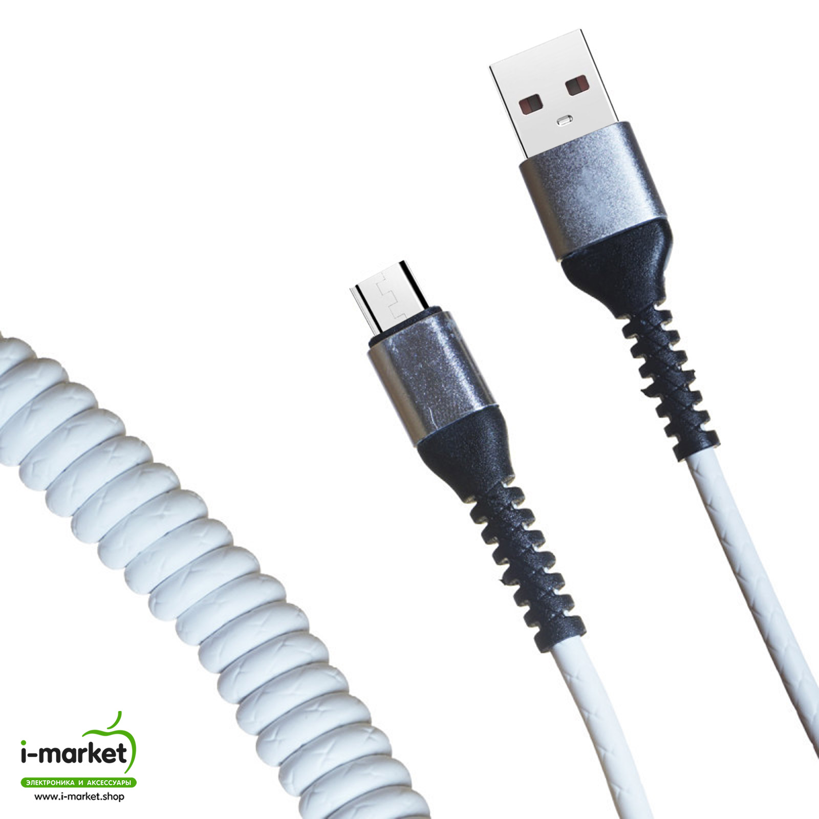 USB Дата-кабель R22 Micro USB, витой, силикон, длина 1 метр, 2A, цвет белый