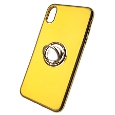 Чехол накладка для APPLE iPhone XS MAX, силикон, лого, кольцо держатель, цвет желтый. Чехол накладка для APPLE iPhone XS MAX, силикон, лого, кольцо держатель, цвет желтый.