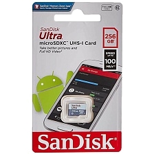 Карта памяти MicroSDXC 256GB SANDISK Class 10 Ultra Android UHS-I, 100 Mb/s, без адаптера