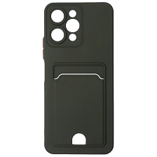 Чехол накладка BUTTON для XIAOMI Redmi 12 4G, защита камеры, силикон, отдел для карт, цвет черный