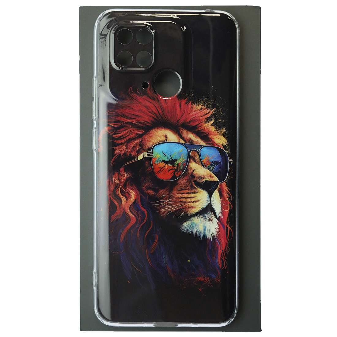 Чехол накладка для XIAOMI Redmi 10C, XIAOMI POCO C40, защита камеры, силикон, глянцевый, рисунок Лев в очках Чехол накладка для XIAOMI Redmi 10C, XIAOMI POCO C40, защита камеры, силикон, глянцевый, рисунок Лев в очках