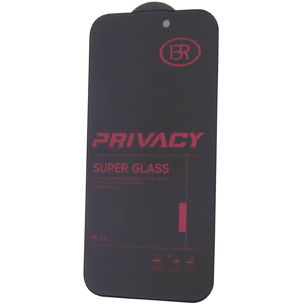 Защитное стекло Антишпион BRAUFFEN для APPLE iPhone 15 (6.1"), APPLE iPhone 16 (6.1"), цвет окантовки черный