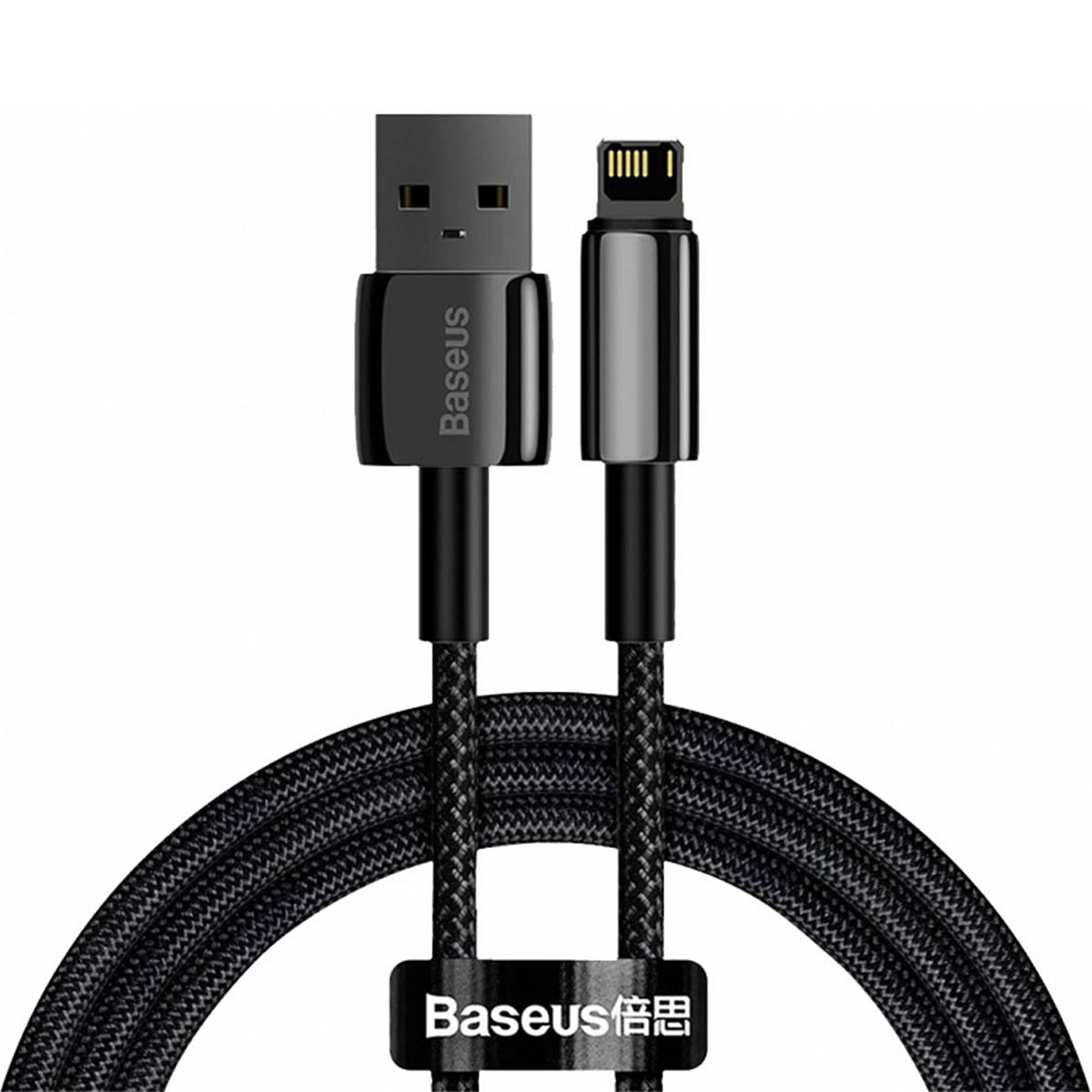 Кабель USB Baseus Tungsten Gold Fast для APPLE Lightning 8 pin, нейлон, 2.4A, длина 1 метр, цвет черный