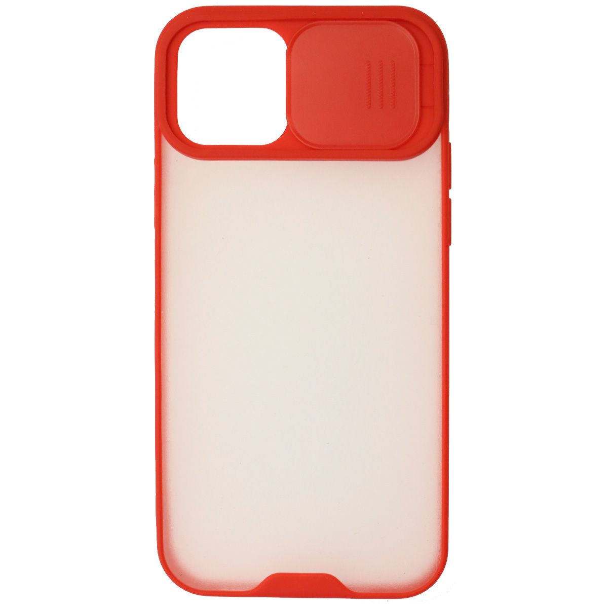 Чехол накладка LIFE TIME для APPLE iPhone 12, iPhone 12 Pro (6.1"), силикон, пластик, матовый, со шторкой для защиты задней камеры, цвет окантовки красный