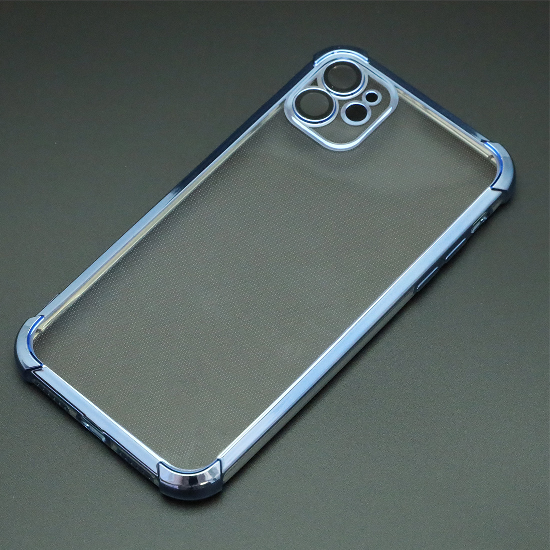 Чехол накладка для APPLE iPhone 11, силикон, защита камеры, цвет окантовки синий