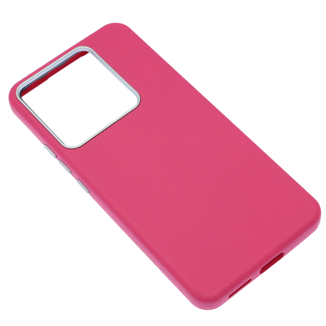 Чехол накладка для XIAOMI Redmi Note 14 4G, силикон, пластик, текстура кожи, бархат, цвет фуксия