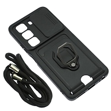 Чехол накладка MULTI FUNCTION 4 в 1 для INFINIX Hot 50, цвет черный