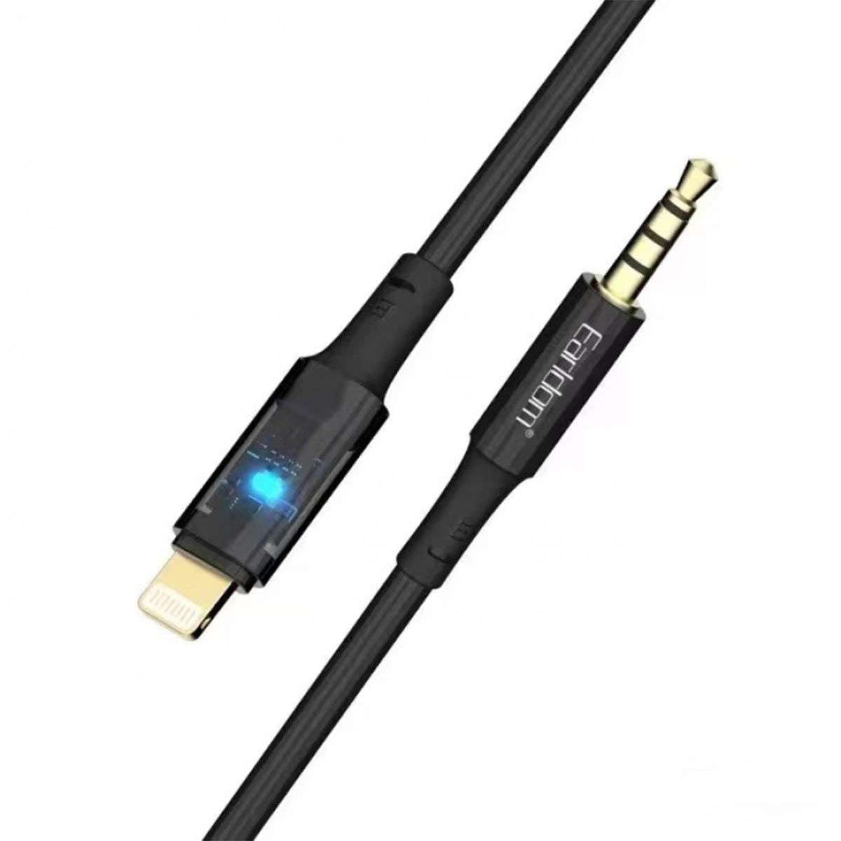 Аудио кабель, переходник EARLDOM AUX52, Jack 3.5 мм на Lightning 8 pin, длина 1 метр, цвет черный