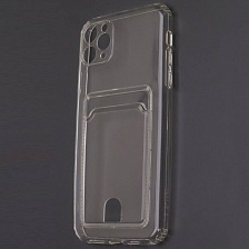 Чехол накладка CARD CASE для APPLE iPhone 11 Pro Max, силикон, защита камеры, отдел для карт, цвет прозрачный