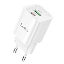 СЗУ (Сетевое зарядное устройство) HOCO C149A Charm, 30W, 1 USB Type C, 1 USB, PD30W, QC3.0, цвет белый