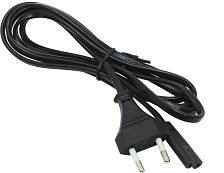 Кабель питания для ноутбуков, аудио, видео техники 1.5 метра, 220V - 2-pin, цвет черный