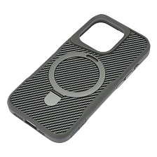 Чехол накладка Sky Armor с поддержкой MagSafe для APPLE iPhone 15 Pro, подставка, карбон, цвет серый Чехол накладка Sky Armor с поддержкой MagSafe для APPLE iPhone 15 Pro, подставка, карбон, цвет серый
