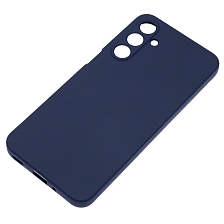 Чехол накладка Silicone Cover для SAMSUNG Galaxy A16, силикон, пластик, текстура кожи, бархат, цвет темно синий