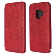 Чехол книжка для SAMSUNG Galaxy S9 (SM-G960), экокожа, визитница, цвет красный.
