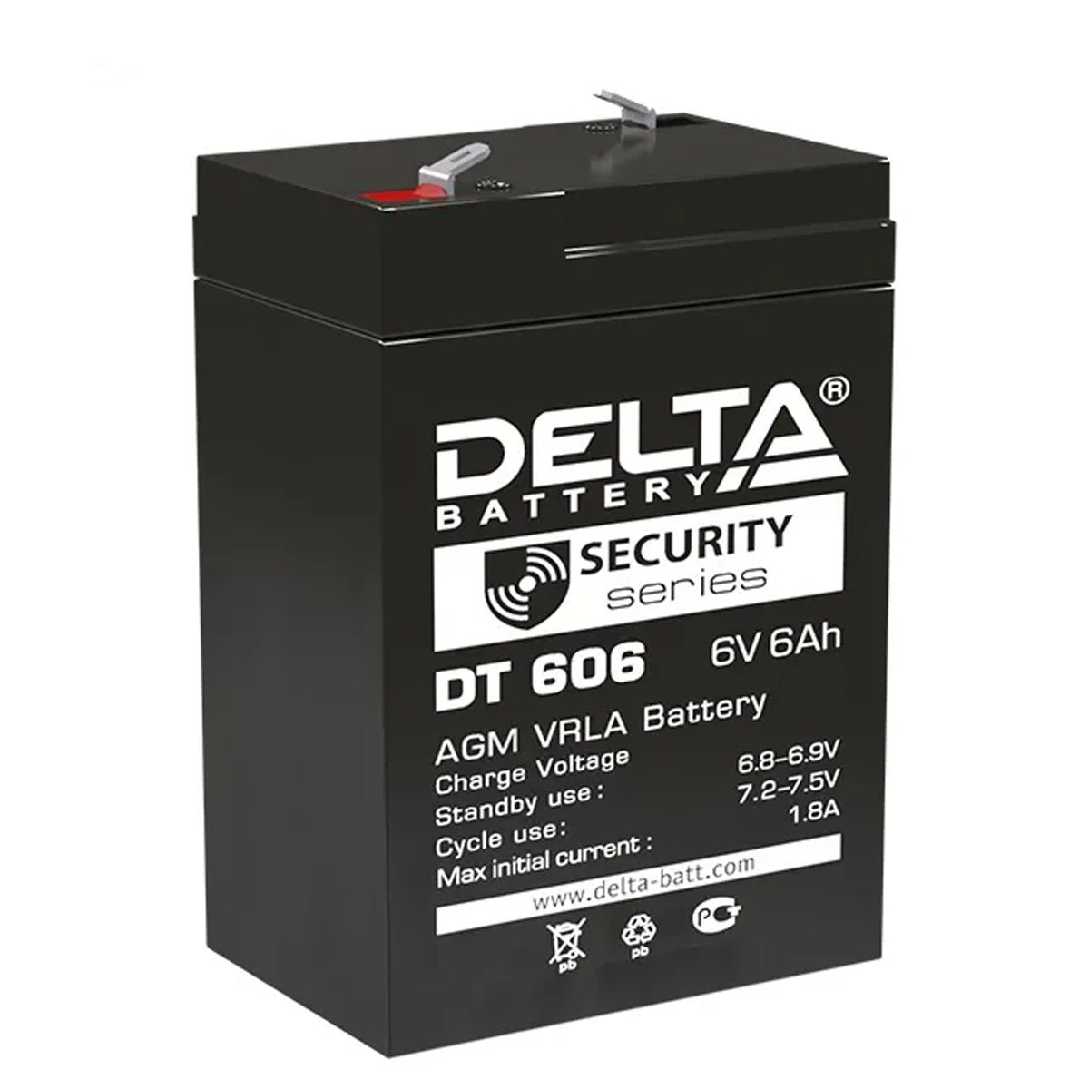 Батарея аккумуляторная свинцово-кислотная DELTA DT 606, 6V, 6Ah, цвет черный