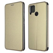 Чехол книжка STYLISH для Realme C12, экокожа, визитница, цвет золотистый
