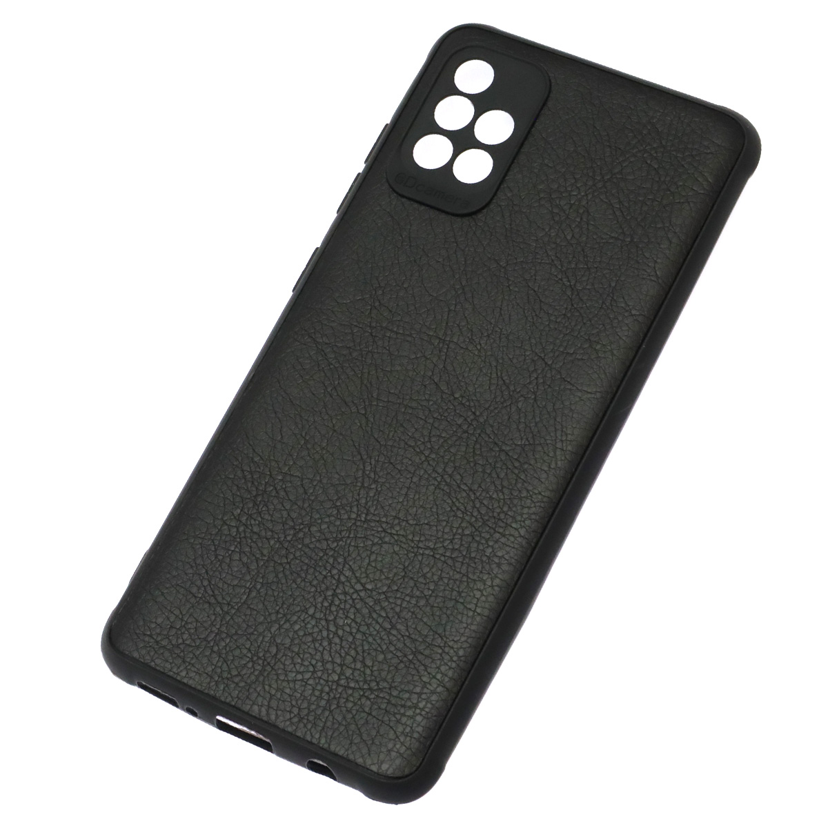Чехол накладка для SAMSUNG Galaxy A51 (SM-A515), силикон, искусственная кожа, цвет черный