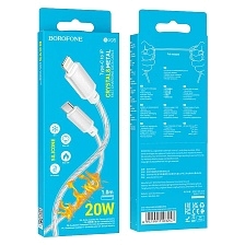 Кабель BOROFONE BX95 Vivid USB Type C на Lightning 8 pin, 20W, длина 1 метр, цвет серебристый