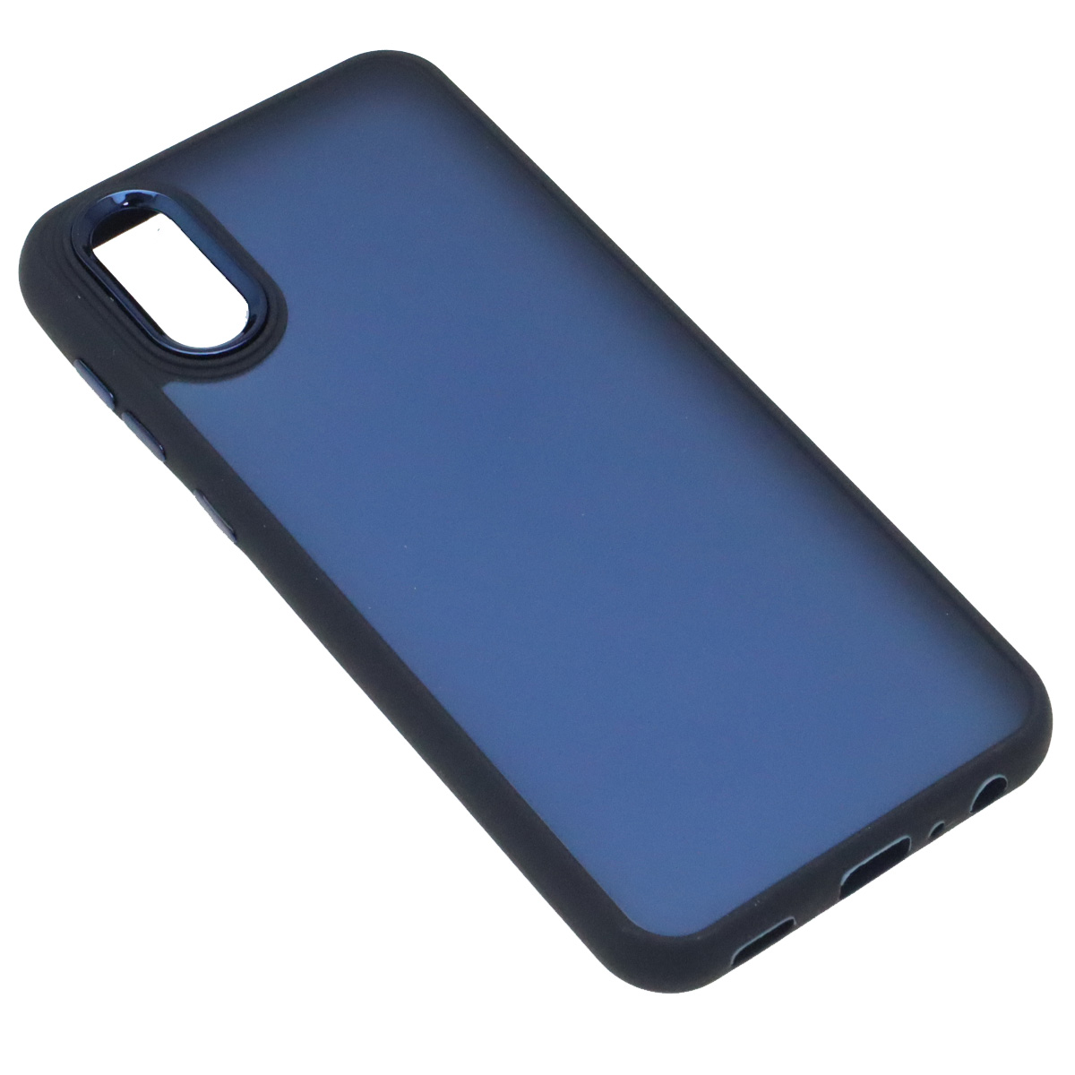 Чехол накладка для SAMSUNG Galaxy A03 Core (SM-A032F), силикон, пластик, цвет окантовки темно синий