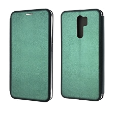 Чехол книжка STYLISH для XIAOMI Redmi 9, экокожа, визитница, цвет темно зеленый.