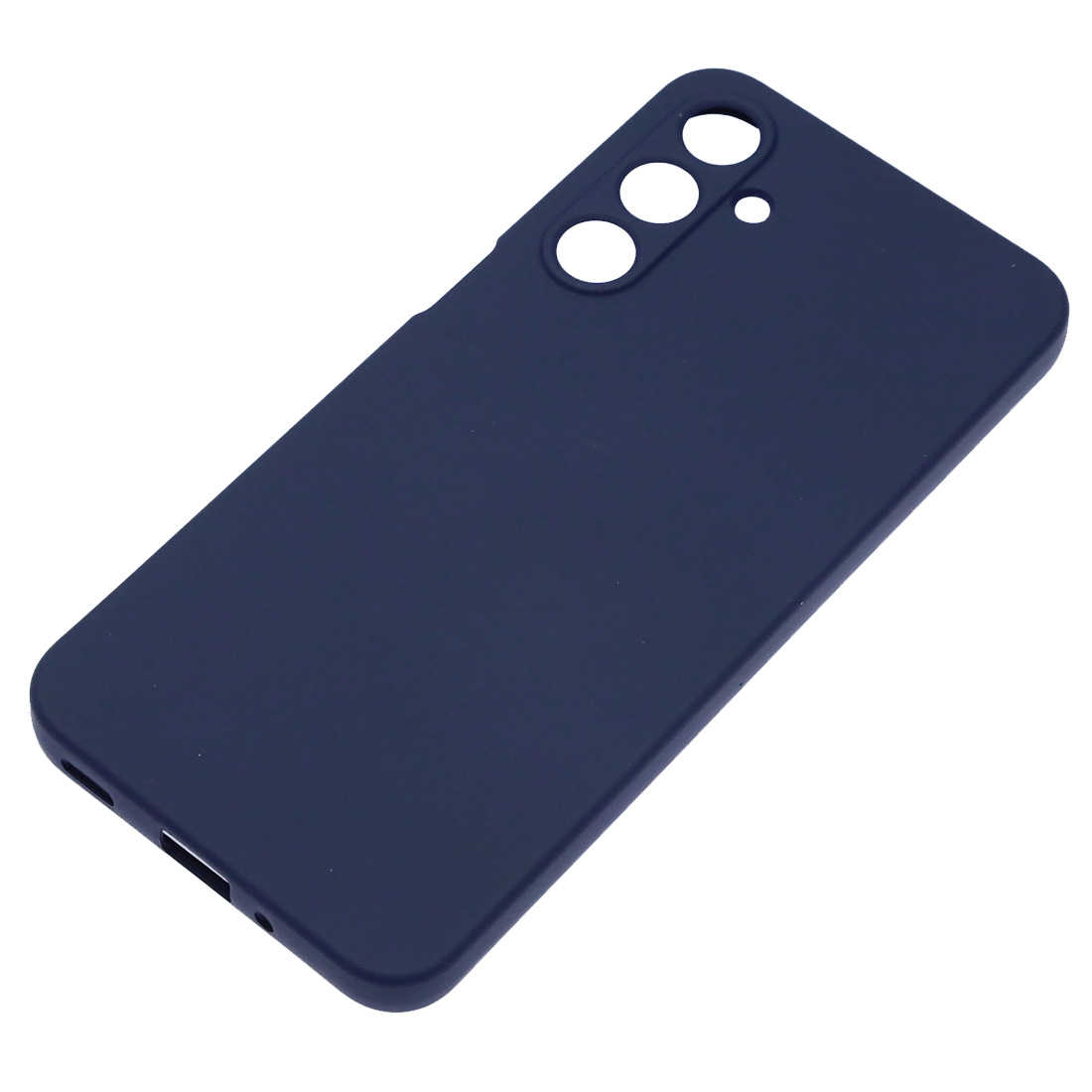 Чехол накладка Silicone Cover для SAMSUNG Galaxy A16, силикон, пластик, текстура кожи, бархат, цвет темно синий