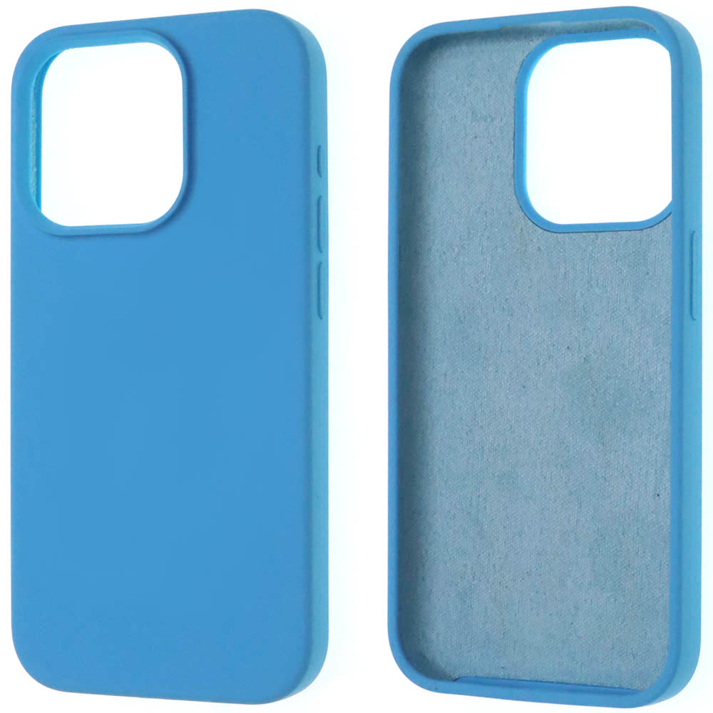 Чехол накладка Silicon Case для APPLE iPhone 15 Pro (6.1"), силикон, бархат, цвет голубой Чехол накладка Silicon Case для APPLE iPhone 15 Pro (6.1"), силикон, бархат, цвет голубой